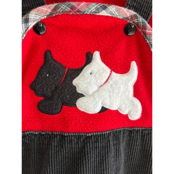 Pattycakes Vintage Girls Red Fleece Top Black Cord Scottie Jumper Beret Set 6 - Picture 2 of 9